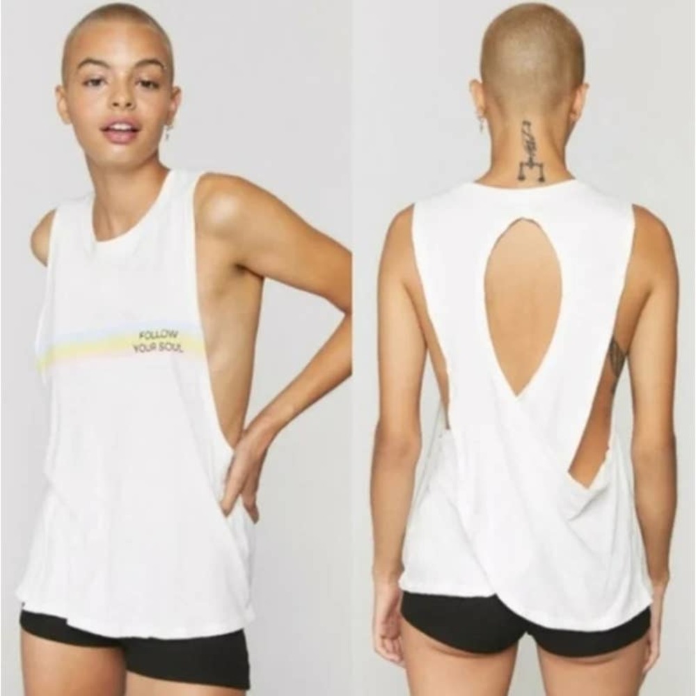 22 Spiritual Gangster Women Embroidered Surplice-Back Sleeveless Tank Top Size S